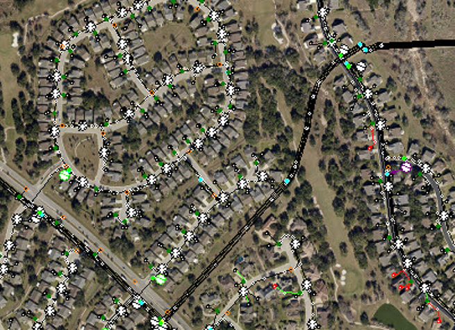 Aerial view of mapping system data collected by GPS field data.